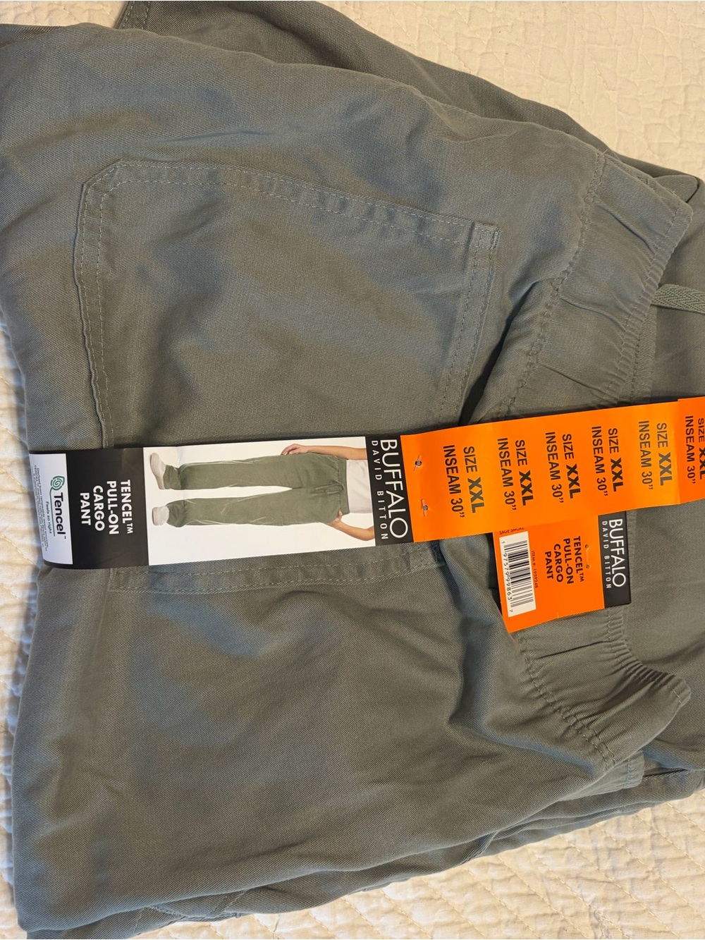 Buffalo David Bitton XXL Pull-on Cargo Pants in Sage Green